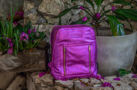 Olivia Backpack - Pink Mermaid Sparkle Leather | House of Flynn