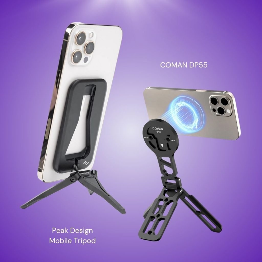 Best Mobile Phone Stand | Stocking Stuffer Ideas: Peak Design Mobile Tripod and COMAN DP55