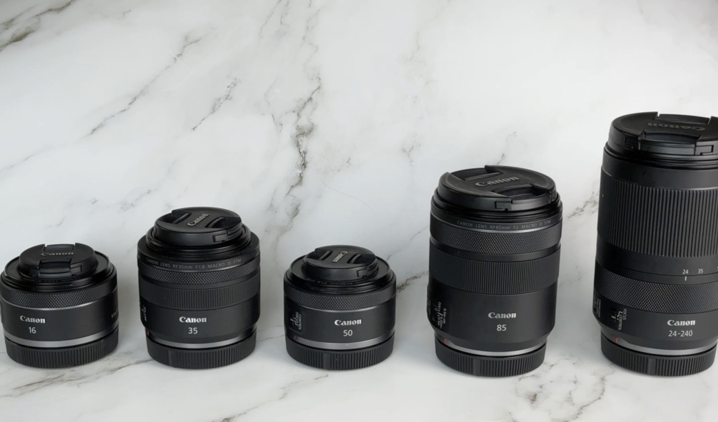 My Canon RF Lens Collection, 16mm, 35mm, 50mm, 85mm, 24-240mm